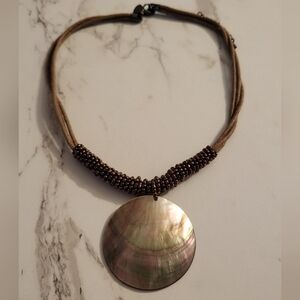 Lia Sophia Brown Shell Pendant Necklace